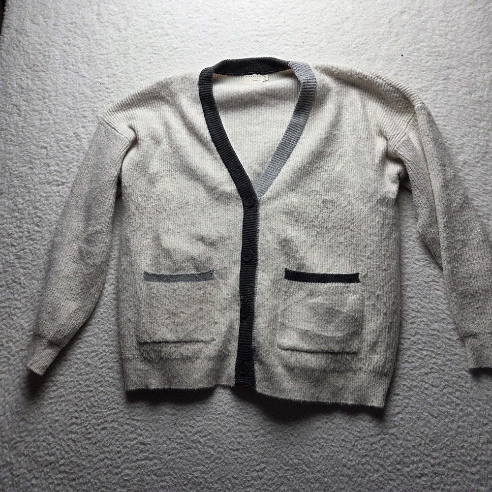 Dreamers By Debut Cardigan Sweater Womens XL White V Neck Button Pockets Knit